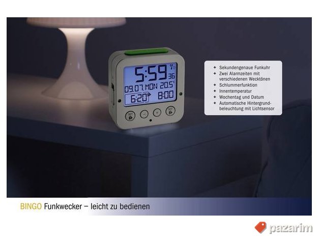 Sat Radio+Datum+Alarm TFA Srebrni 7