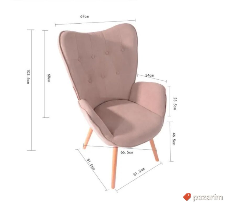Fotelja za Dnevni Boravak 68x73x106cm Pink- FURNISH1 2