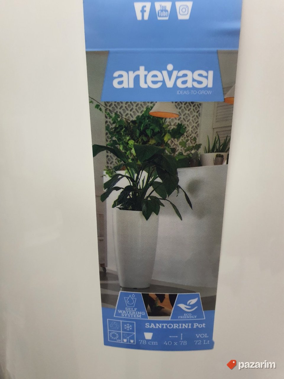 Saksija sa Sistemom samonavodnjava 40x78cm Bela - Artevasi 5