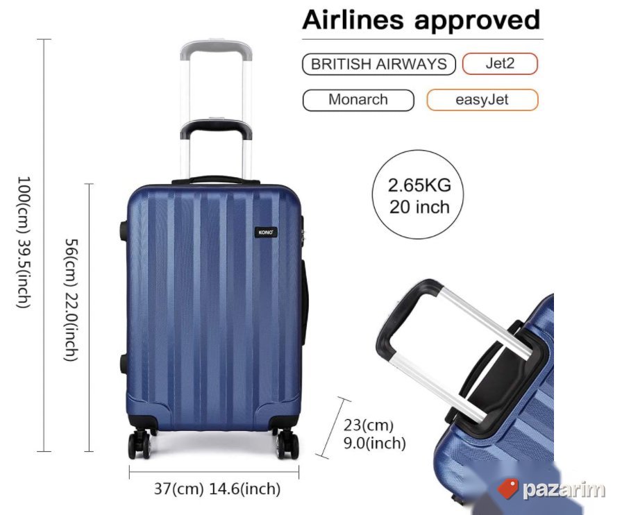 Kabinski Kofer 58cm (V) x 38 cm (D) x 22cm Kono-Plavi #144 7