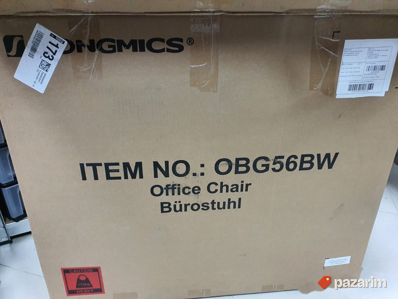 Kancelarijska Stolica do 150kg (Crno-Bela) OBG56BW-Songmics 4