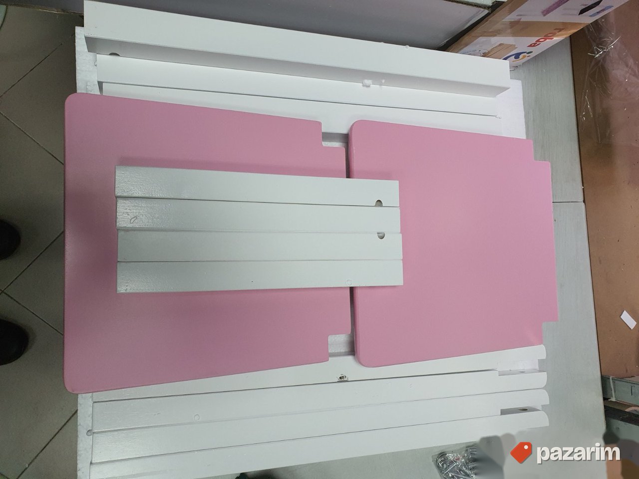Deciji Sto i Dve Stolice (Roze-Belo)- Roba 2