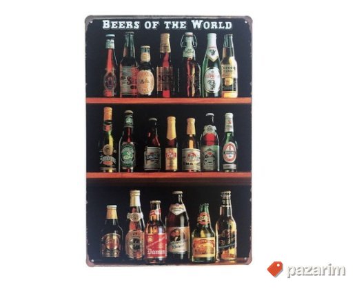 Dekorativna Metalna Tabla BEERS OF THE WORLD 20x30cm 1