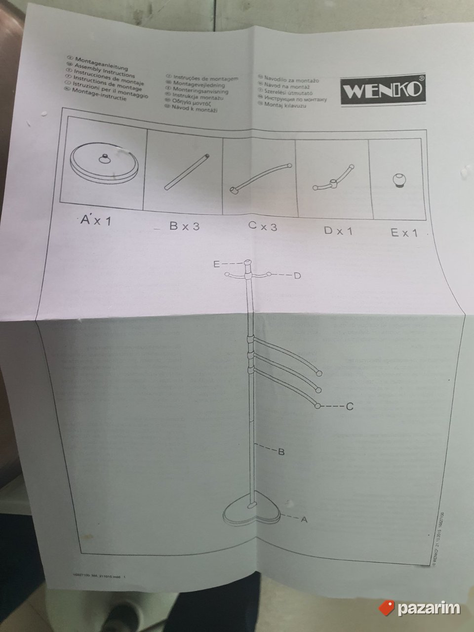 Stalak - Civiluk za Kacenje Odece 28x28x170cm - Wenko 2