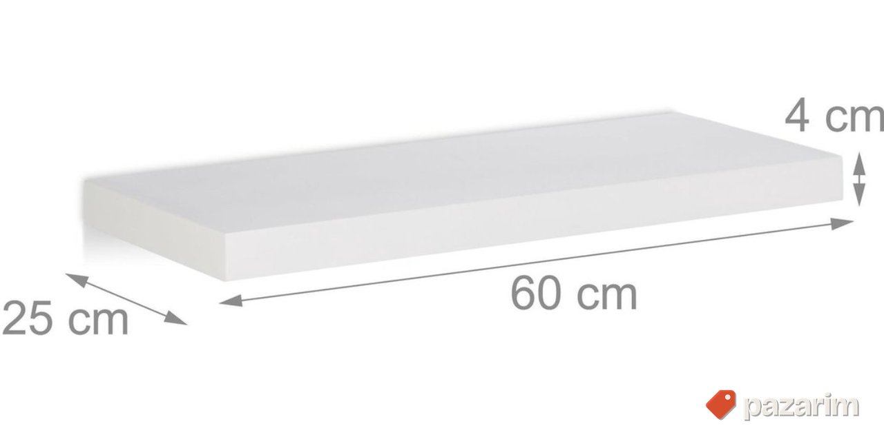Polica Zidna 25x60x4cm do 12kg Bela Relaxdays 4