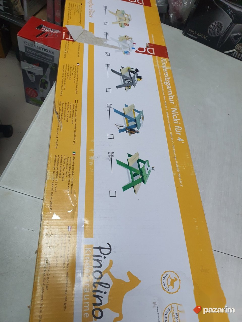 2u1 Deciji sto sa Klupom 90x79x50cm - Pinolino Beli 3