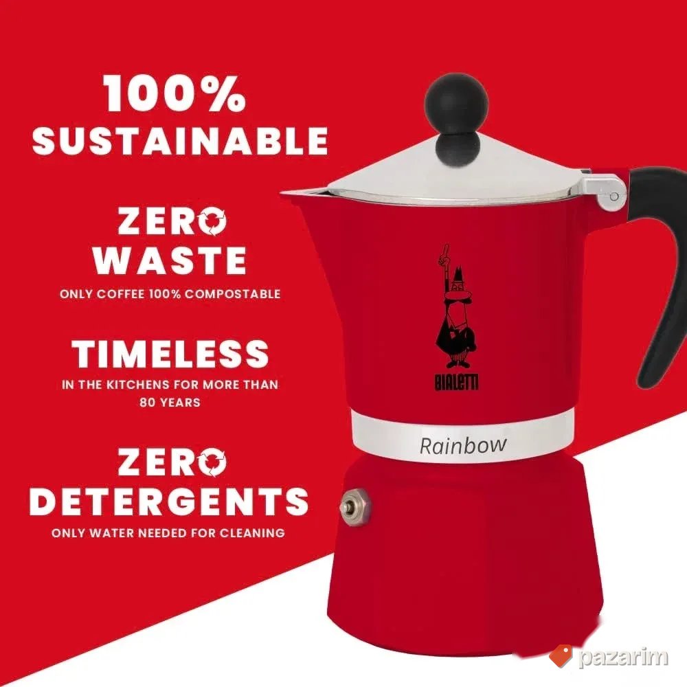 Espreso pot crveni za 3 kafe - Bialetti 4962 4